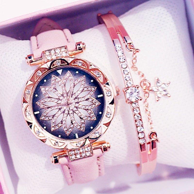 WOMEN'S WATCH + BRACELET Trendy and Elegant