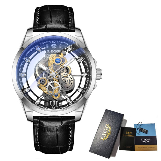 LIGE WATCH for Men.. Apparent Skeleton Mechanism