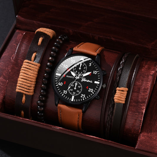 Men's WATCH + LEATHER BRACELETS