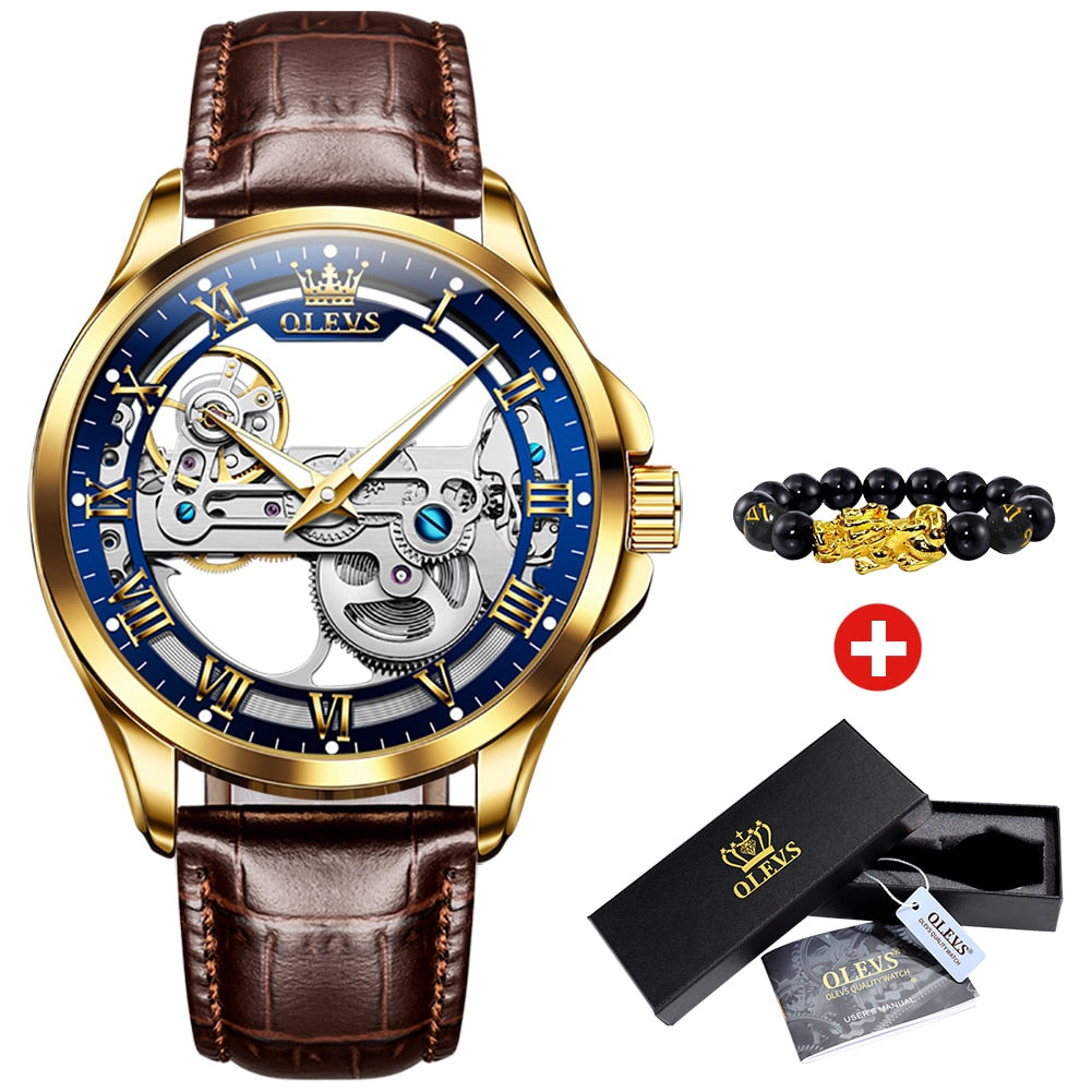 OLEVS MONTRE LUXE Homme Mécanisme Apparent Squelette